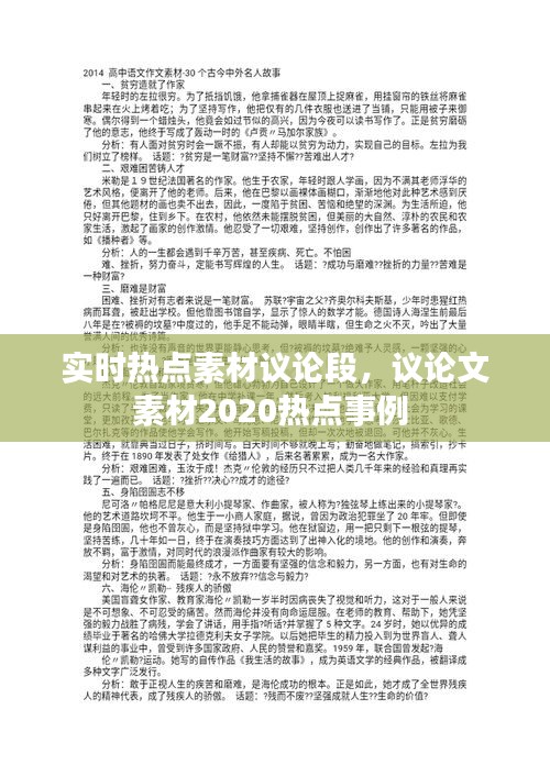 實時熱點素材議論段，議論文素材2020熱點事例 