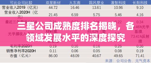 三星公司成熟度排名揭曉，各領(lǐng)域發(fā)展水平的深度探究