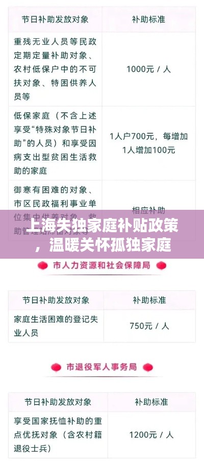 上海失獨(dú)家庭補(bǔ)貼政策，溫暖關(guān)懷孤獨(dú)家庭